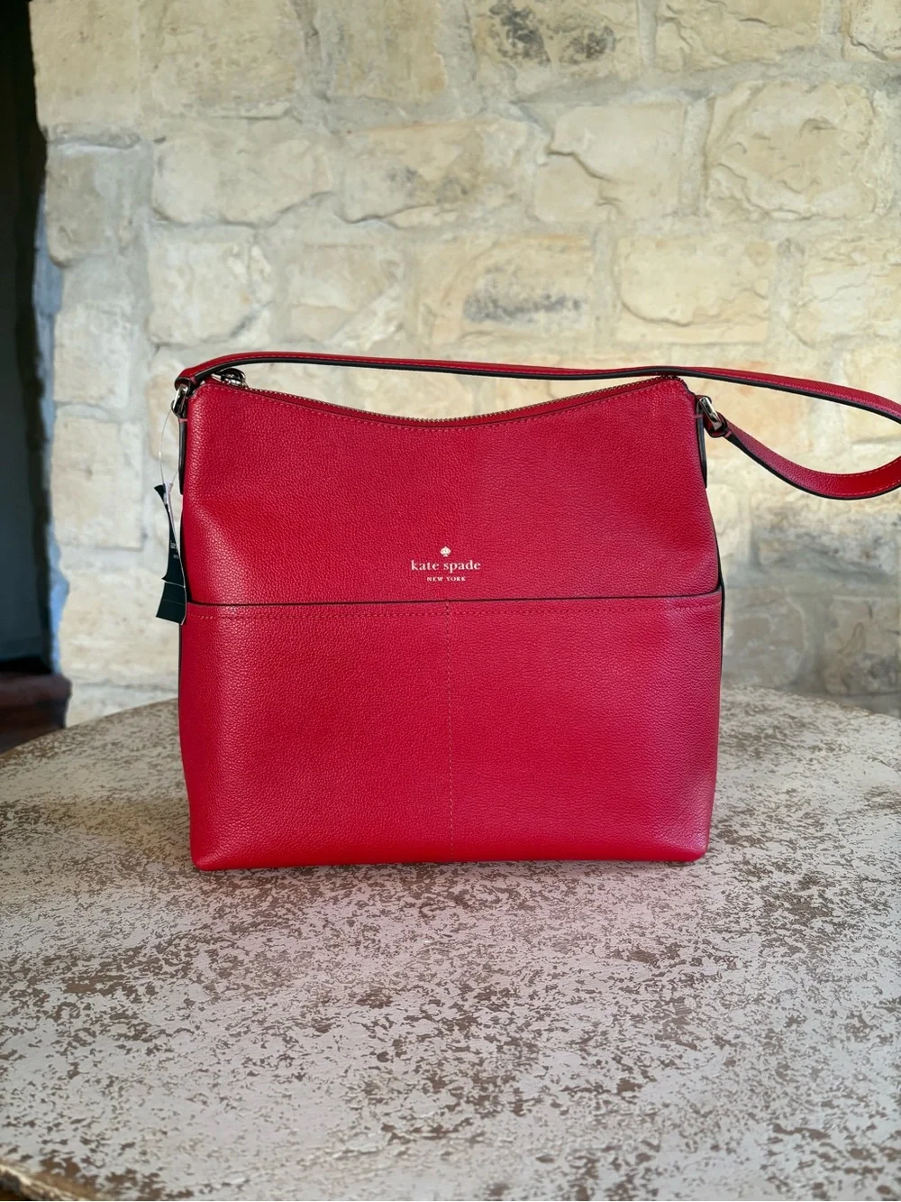 kate spade Red Pebbled Leather Shoulder Bag